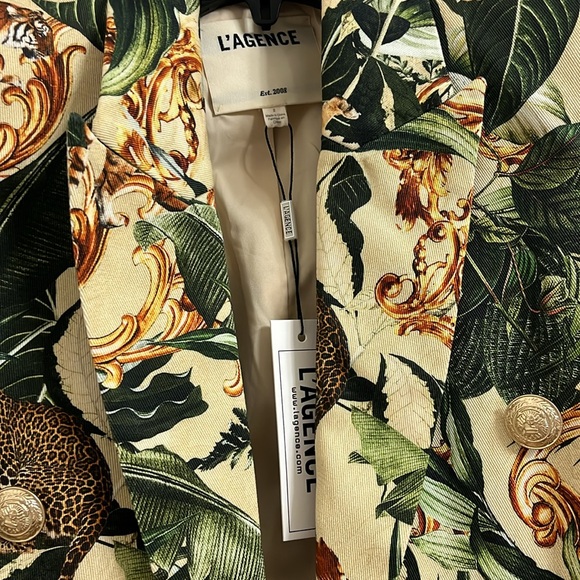 L'AGENCE Green and Cream Tropical Blazer - Picture 8 of 15